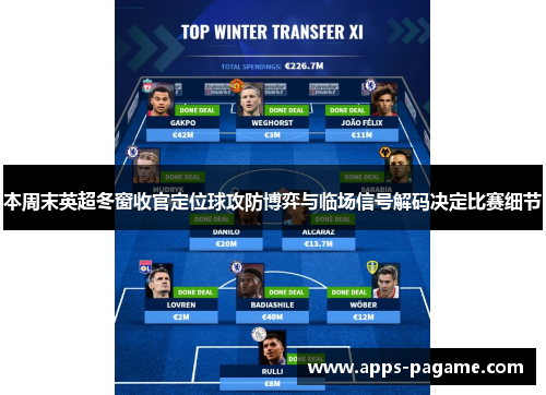 本周末英超冬窗收官定位球攻防博弈与临场信号解码决定比赛细节 本周末英超冬窗收官定位球攻防博弈与临场信号解码决定比赛细节